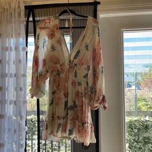 Floral long sleeve dress with open shoulder